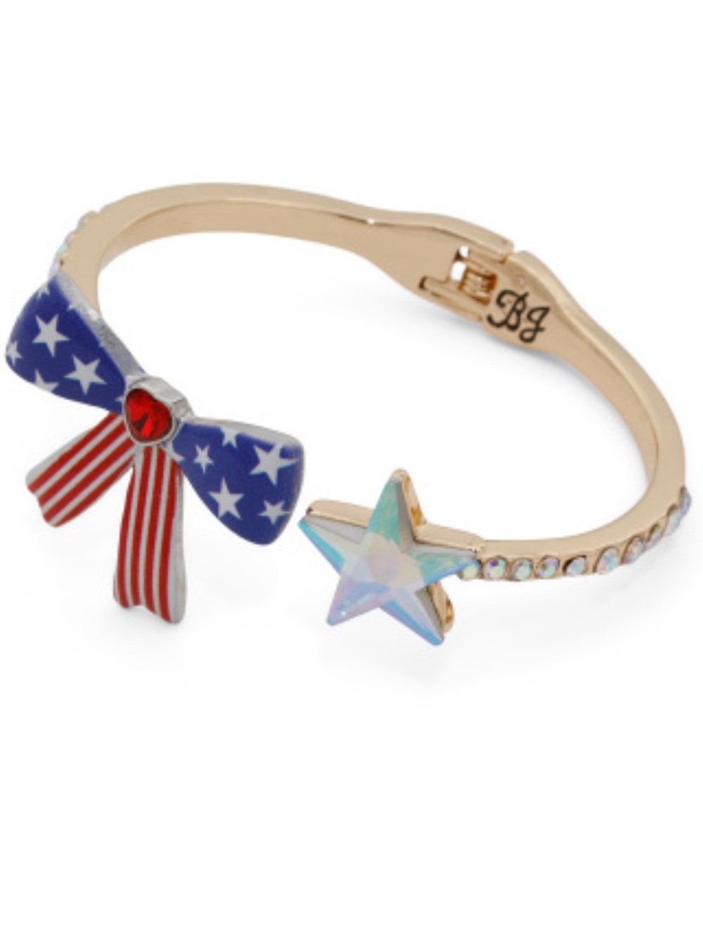 Betsey Johnson NWT Gold Plated Americana Hinge Bangle Bracelet